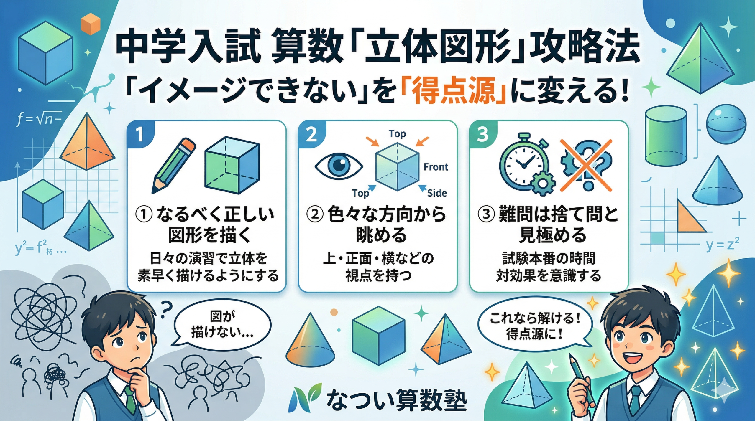 中学受験立体図形｜積み木・切断・展開図の見方を算数で確認入門