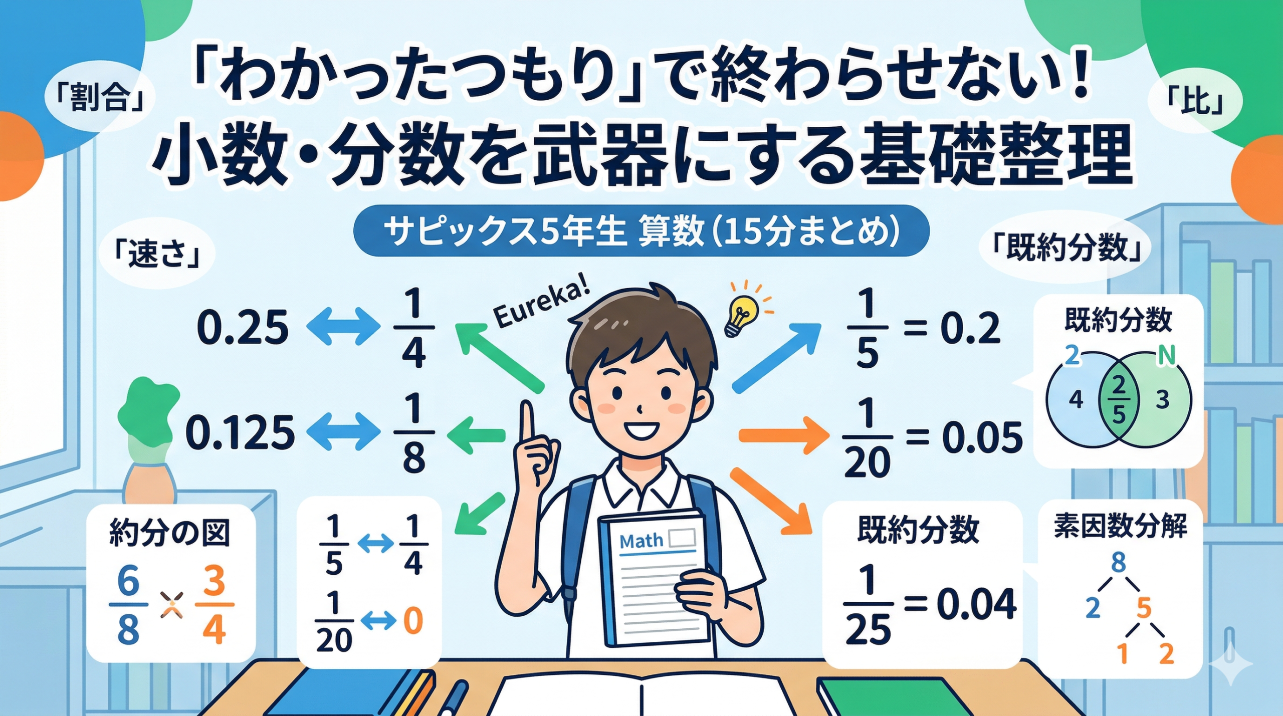 既約分数とは｜約分と分数小数の関係を小5算数で整理する考え方
